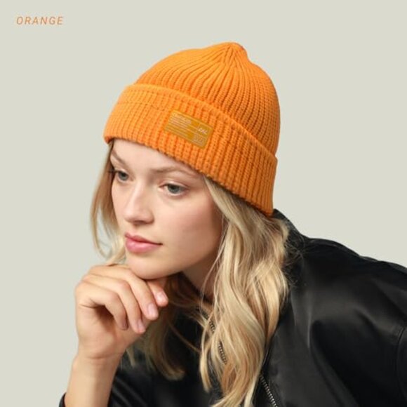 Chunky Waffle Knit Beanie Roll Up Edge Skullcap Fisherman Hat Unisex
